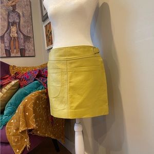 Coach genuine leather skirt, lime green. Worn once.